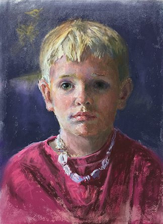 12x9 pastel "The boy with the shell necklace".jpg