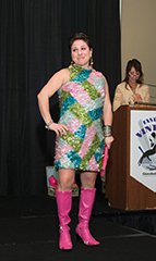 Anne Lazzerini wearing disco-era attire of the 1970s.jpg